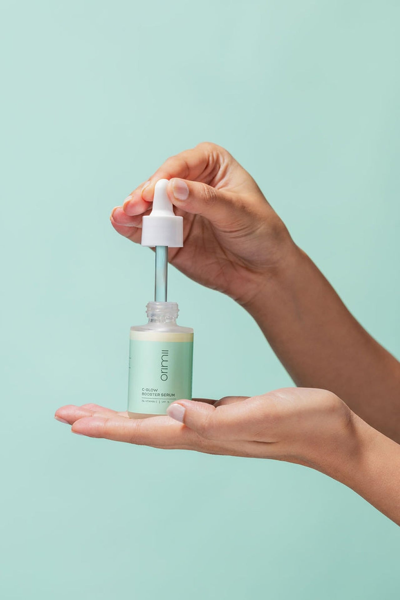 Orimii C-Glow Booster Serum - 3% Vitamin C - SPF 15 - Pregnancy-Safe Brightening & Hydrating Face Serum with Elderberry & Tahitian Gardenia for Even Skin Tone & Daily Sun Protection - 30ml