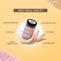 LoveChild Masaba Closing Call 3-in-1 Perfecting Powder | 4K HD Matte Finish | Transfer & Humidity Proof | Enriched with Oat-Meal & Vitamin E | For All Indian Skin Tones