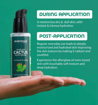 EVERMORE Cactus Moisturiser for Radiant Skin | Instant Hydration, Deep Moisturizing & Barrier Support | Non Sticky & Quick Drying Formula | Prevent Dry Skin In Winters | For Unisex | 50ml (Pack of 1)