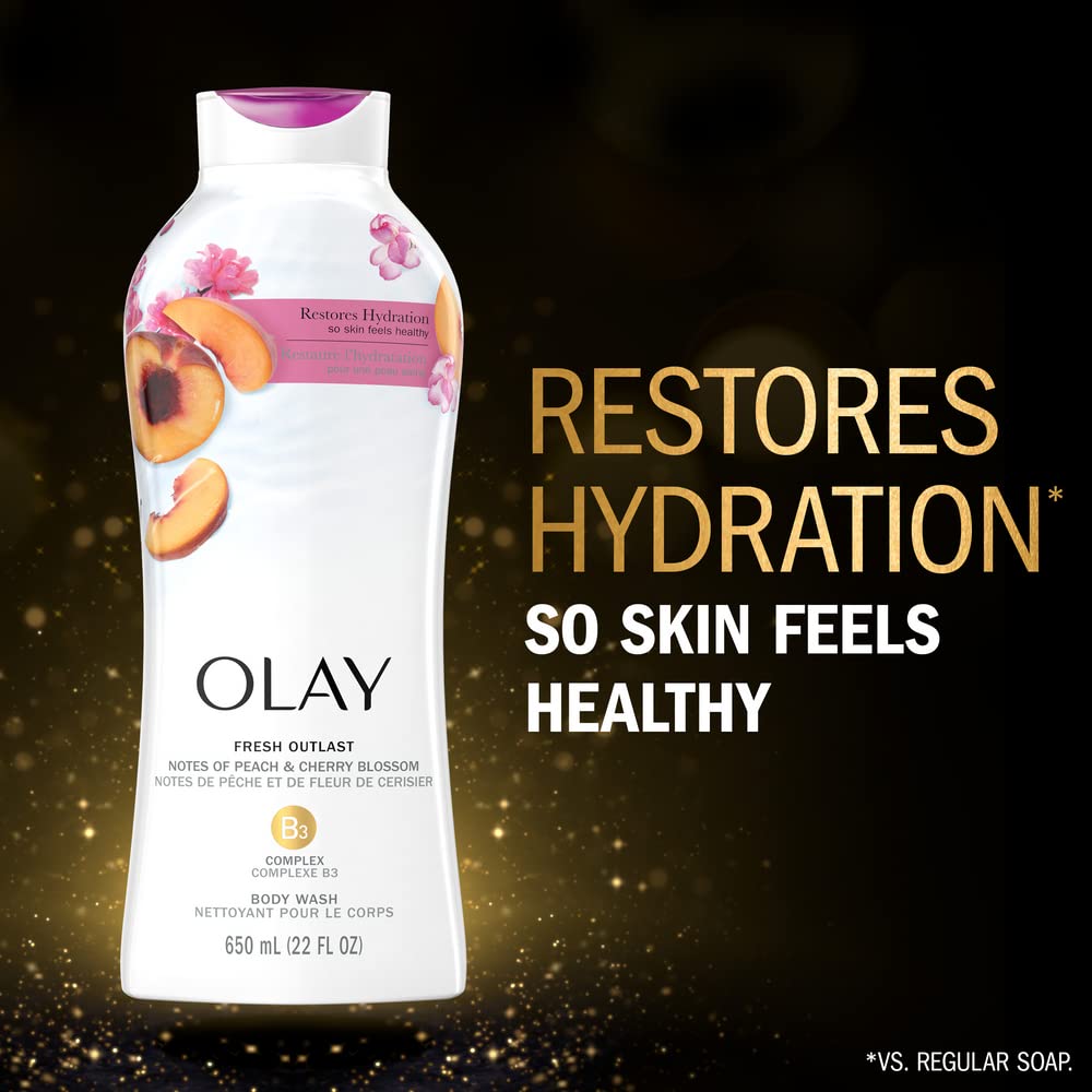 Olay Fresh Outlast Body Wash Peach & Cherry Blossom, 22 fl oz/650ml