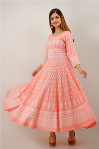 Lee Moda Kurti Rayon Printed Anarkali Kurta for Women and Girls Pink