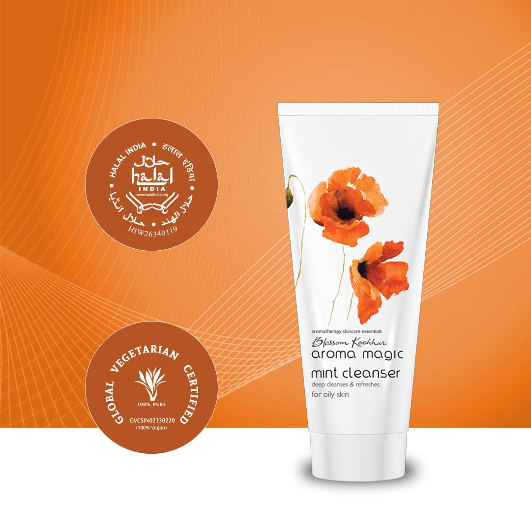 Aroma Magic Mint Cleanser to Refreshes, Heals acne, & Hydrates with Peppermint, Chinaberry seed, jojoba seed, spearmint & clove extracts | For Oily & Acne Prone Skin - 100 gm