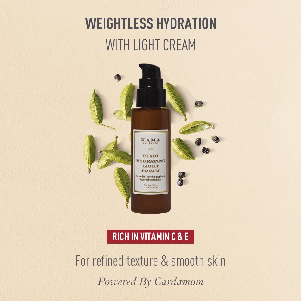 KAMA AYURVEDA ELADI HYDRATING LIGHT CREAM 12GM & KAMA AYURVEDA ELADI HYDRATING FACE CREAM 8GM