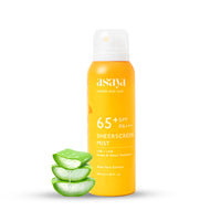 Asaya SPF 65+ Waterproof Sunscreen Spray | Broad Spectrum UVA/B Protection | Blue Light Sunscreen Protection | Quick Drying & Lightweight | No White Cast & Invisible Finish | Matte Finish | With Aloe Vera Extract for Hydration | Sweat & Water Resistant |