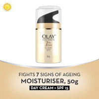Olay Total Effects Anti Ageing Skin Cream (Moisturizer)| Fights 7 Signs of Ageing | With Niacinamide and Green Tea Extracts | Normal, Oily, Dry, Combination Skin | 50g (Normal SPF15)