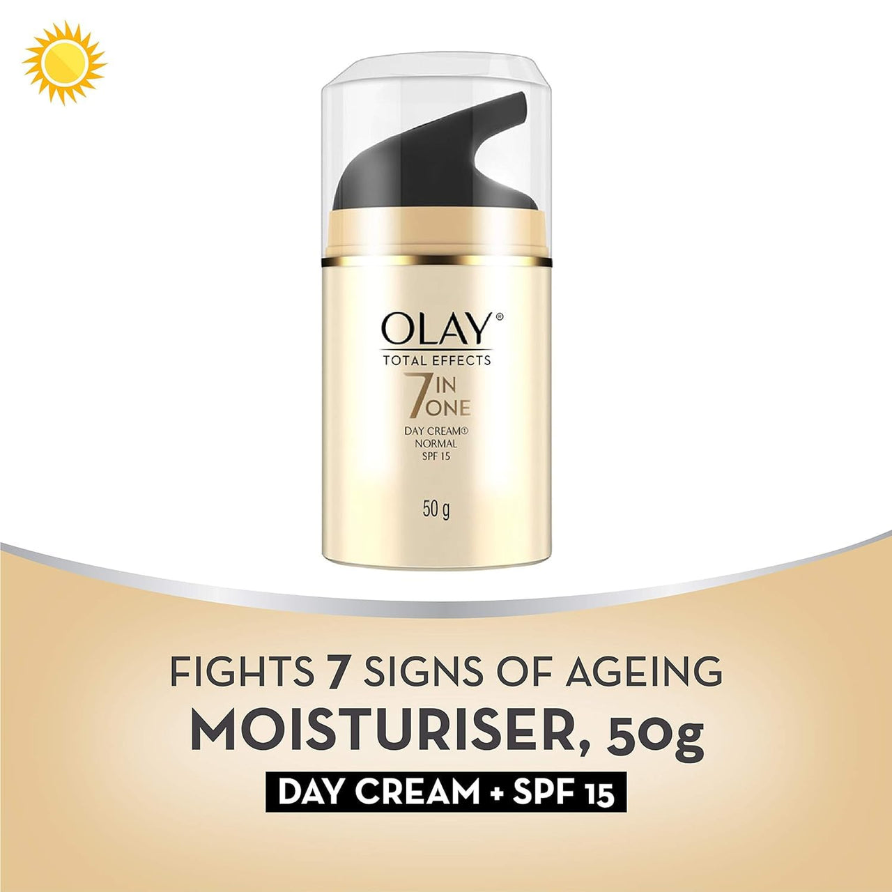 Olay Total Effects Anti Ageing Skin Cream (Moisturizer)| Fights 7 Signs of Ageing | With Niacinamide and Green Tea Extracts | Normal, Oily, Dry, Combination Skin | 50g (normal spf 15)