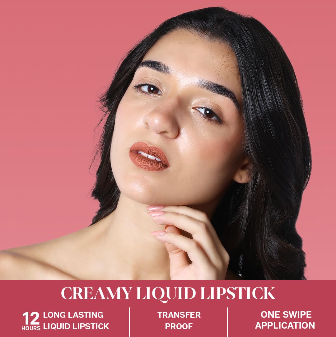 FLiCKA R U Ready 06 Oatmeal - Soft Beige Liquid Lipstick for a Smooth, Natural Look | Long-Lasting & Transfer-Proof Formula | 5ml | Lightweight, Non-Cakey, Hydrating