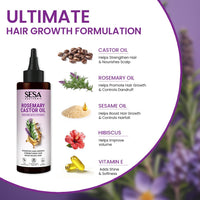 Sesa Ayurvedic Rosemary Hair Oil with Castor Oil & Sesame, Hibiscus For Hair Growth Strengthens Roots Controls Hair Fall and Moisturising Dry Skin - 200ml