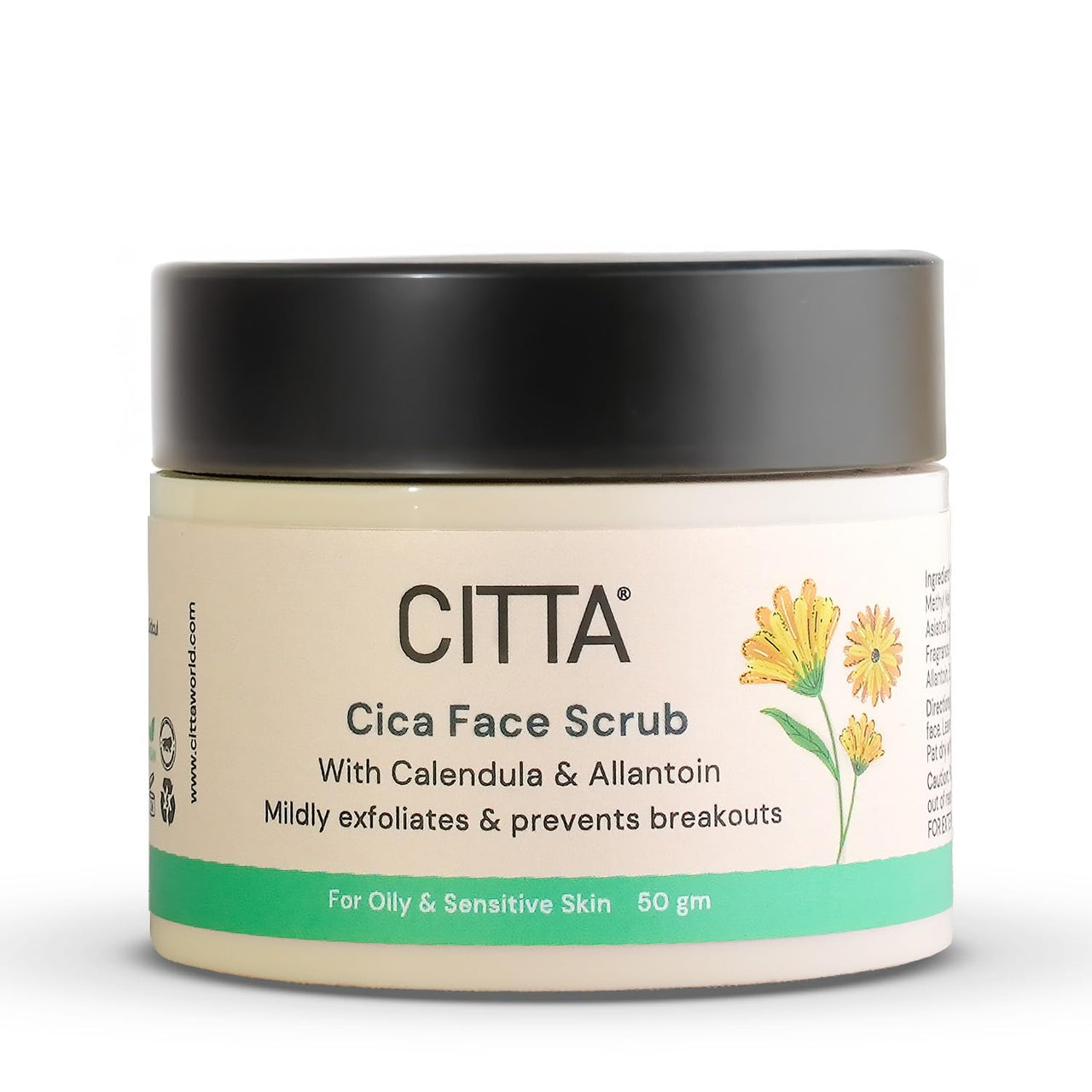 CITTA Cica Face Scrub For Tan & Dead Cells Removal | India’s 1st Frosted Texture Scrub For Oily & Sensitive Skin | 3 Benefits In One | Gently Exfoliates Skin, De-tans, & Restores Barrier | For Men & Women | Non-Drying | Centella Asiatica For Rejuvenation