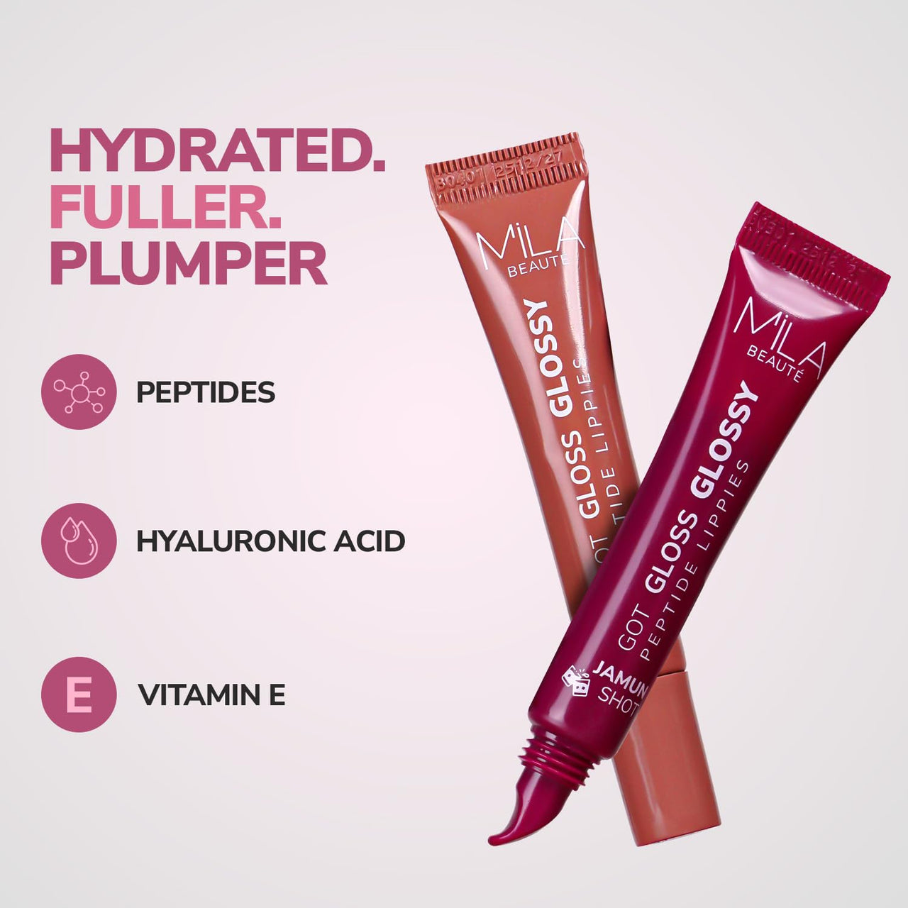 Mila Beauté Peptide Lip Gloss Balm I With SPF & Hyaluronic Acid I Plump & Fuller Lips I Hydrating & Shiny Lip Balm Non Sticky I Highly Pigmented I Soft & Nourished Lips - Peach Sharbat
