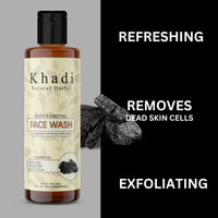 Khadi Natural Herbal Charcoal Face Wash | Soothes Skin | Unclog Pores | Deep Cleaned Skin | Radiant Glow | Detox & Purifying Pollution Clear Face Wash For Women & Men 100ml