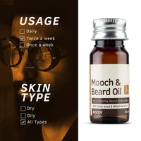 Ustraa Woody Mooch and Beard Oil - 2 x 35ml - Shine, Nourishment & Pleasant Fragrance for beard | No Paraben | Cedar Wood Essential Oil & Wheat Germ Oil rich in Vitamin E (Set of 2)