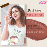 Iba Long Stay Matte Lipstick for Women- M15 Cinnamon Chai, 4g | Creamy Matte Finish & Smooth Texture| Long-Lasting | Hydrated Lips | Enriched with Vitamin E| Intense Colour & Highly Pigmented | Lip Makeup