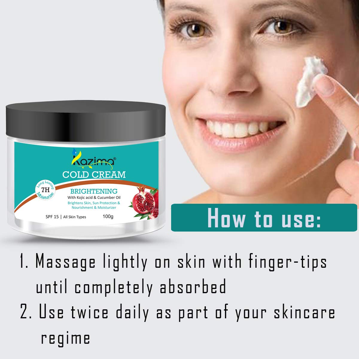 KAZIMA Brightening COLD CREAM (100g) SPF15 with Kojic Acid & Cucumber Oil