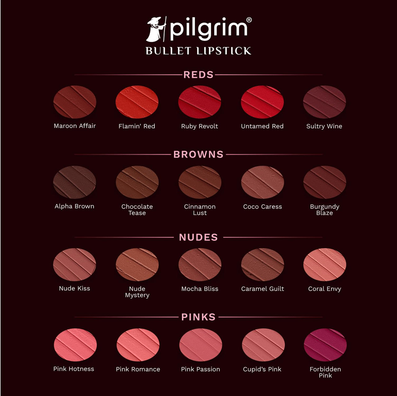 Pilgrim Matte Bullet Lipstick Intense Colour Transferproof & Smudgeproof Mocha Bliss-04