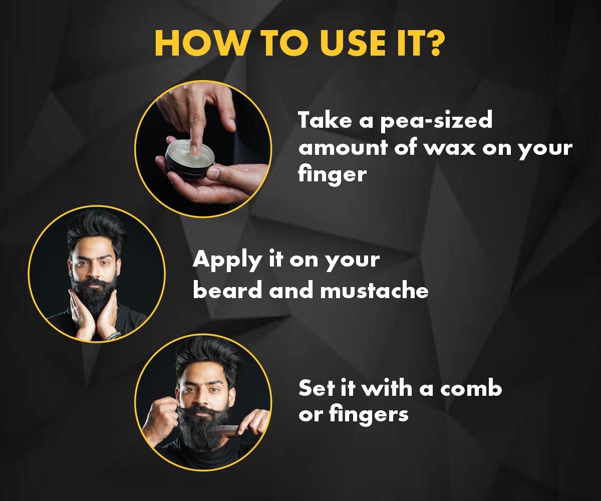 UrbanGabru Beard & Mustache Wax (50 gm) for Strong Hold | Natural Beard Wax | Enriched with Vitamin E & Omega-3 | Gives Natural Shine
