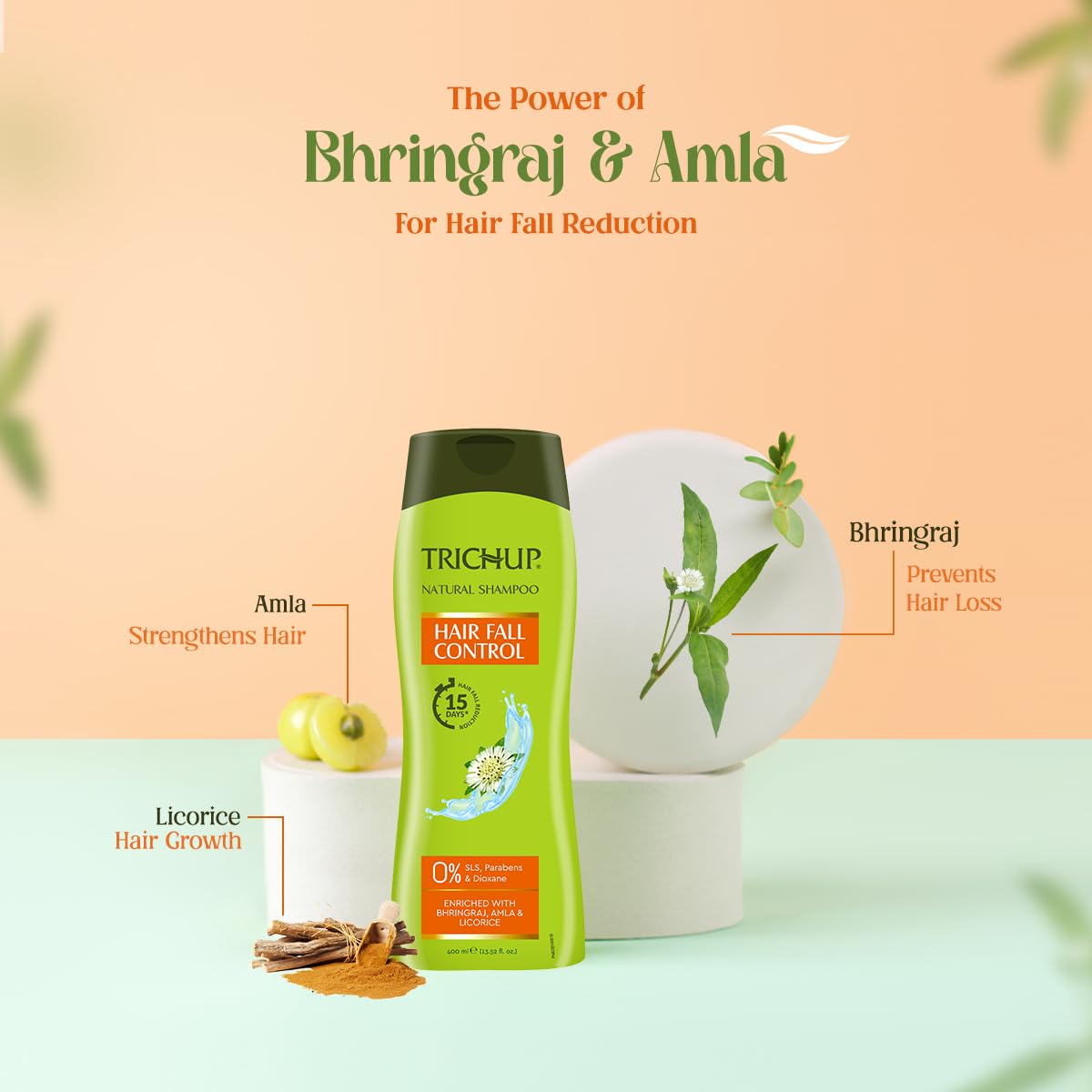 Trichup Hair Fall Control Herbal Hair Shampoo (400 ml) (Pack of 2)