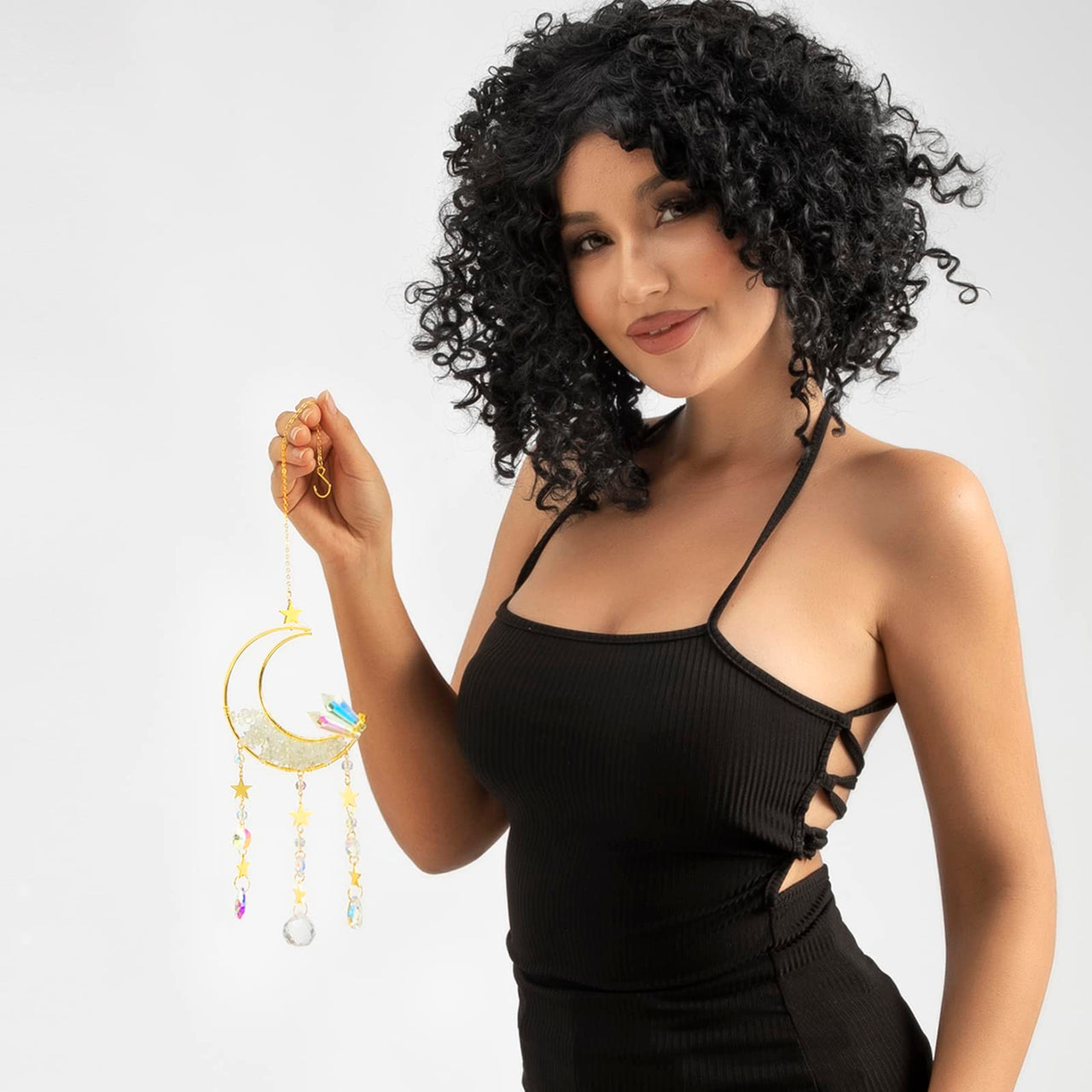 Opal Moon Crystal Suncacher - Sun Catchers Indoor Window Prism Crystal Moon Dream Catcher Wind Chimes Crystals and Healing Stones Rainbow Maker Garden Tree Decorations Outdoor Moon Opal Crystal