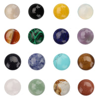 SUPERFINDINGS 16PCS Half Round Gemstones Cabochon 20mm Flat Back Gemstone Cabochons 16 Color Healing Quartz Chakra Crystal Stone for Bracelet Necklace Jewelry Making 16 Colors