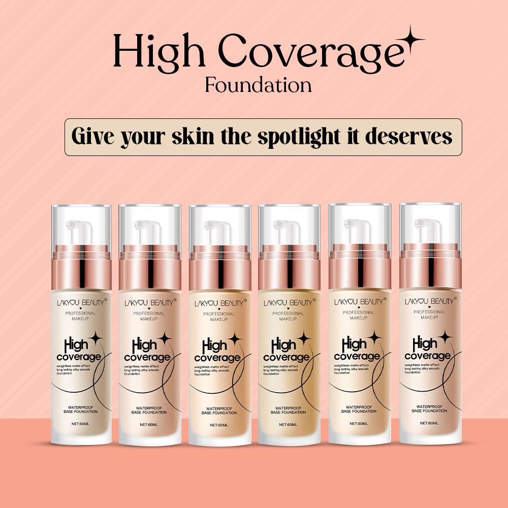Lakyou Beauty High Coverage Base Foundation | Waterproof | Long Lasting | Light Weight | Shade-01(White Ivory) | Pack Of 2