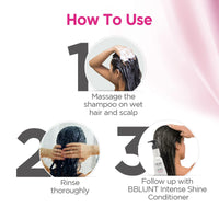 BBLUNT Intense Shine Shampoo with Rice & Silk Protein for 23X* Shinier Hair - 300 ml