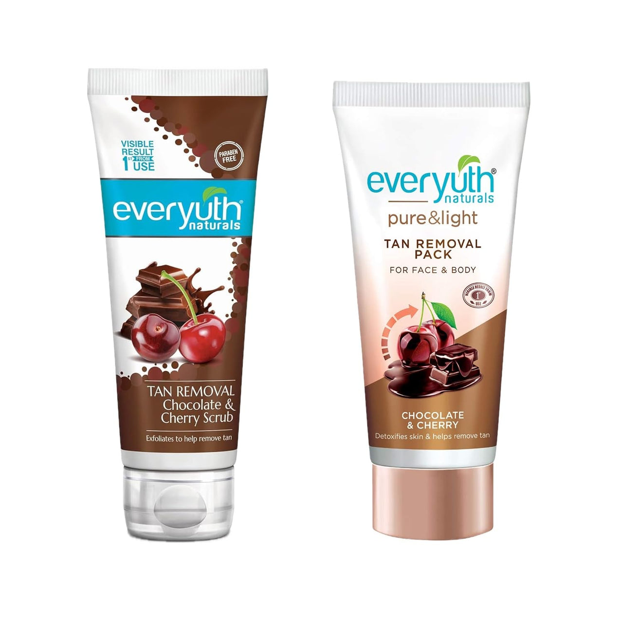 Everyuth Naturals Chocolate and Cherry Tan Removal Scrub and Face Pack (50gram each)