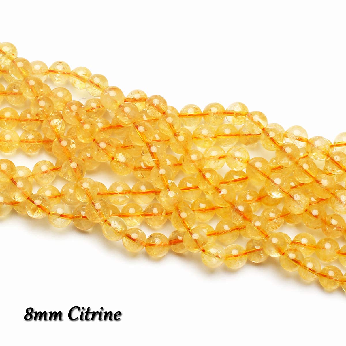70PCS Natural 8MM Healing Gemstone, Citrine Energy Stone Round Loose Beads, Semi-Precious Crystal Beads with Free Elastic String for Jewelry Making DIY