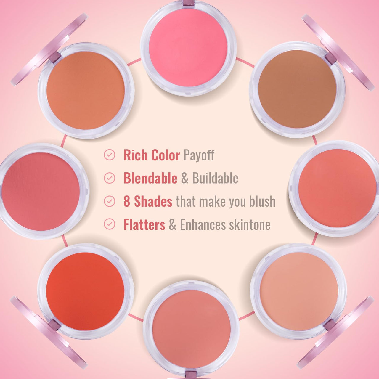 Shryoan Get Me Cheeky Blusher| Light Weight & Pocket Friendly with Highly Pigmented and Matte Finish, Easily Blendable Blusher (10g) (Shade 01)