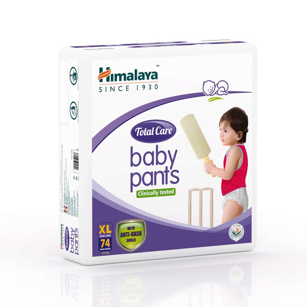 Himalaya Total Care Baby Pants Diapers, Extra Large, 74 Count & Himalaya Extra Moisturizing Baby Soap (75g, Buy 3 Get 1 Free)