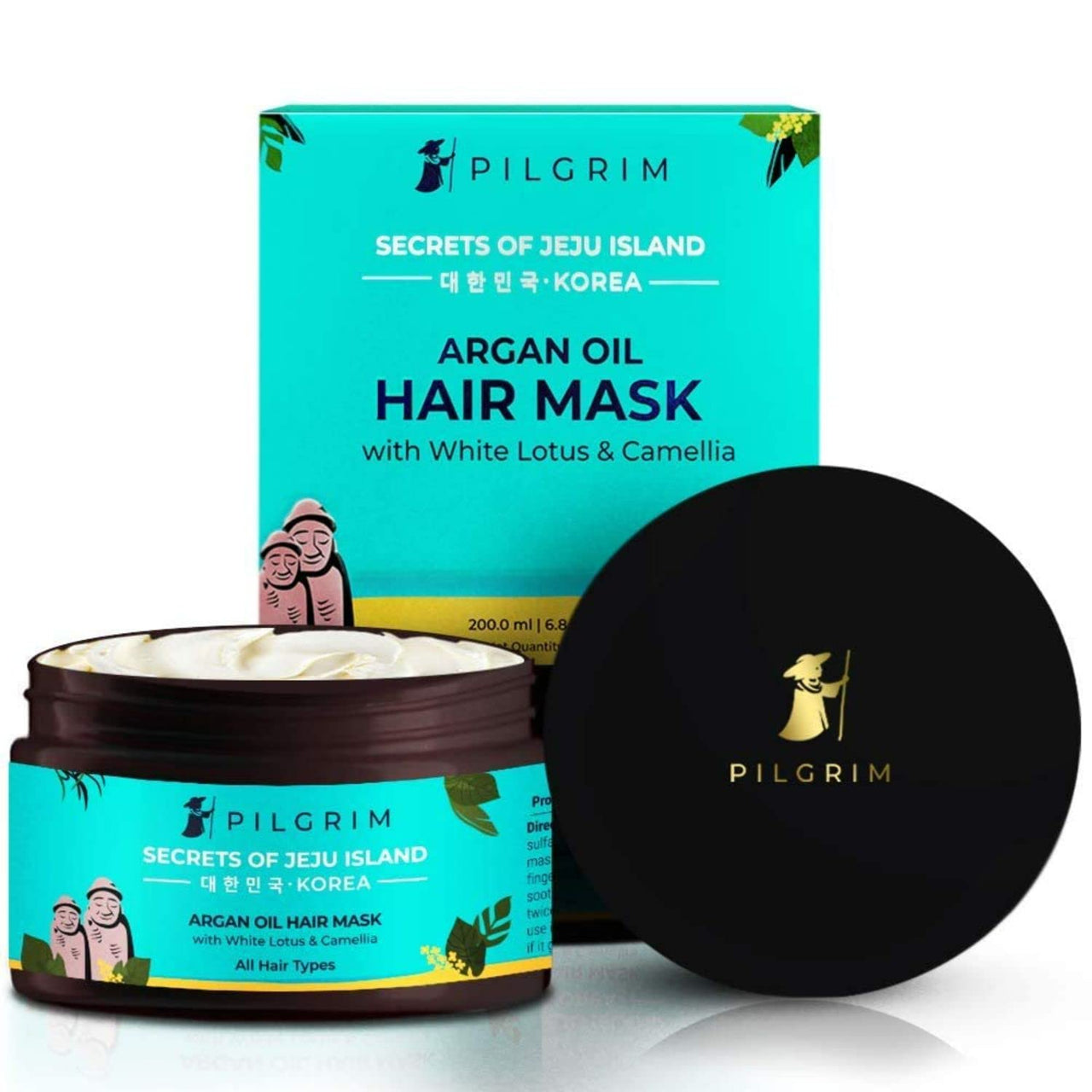 Pilgrim Korean Argan Oil Hair Mask For Dry & Frizzy Hair With White Lotus And Camellia | Hair Mask For Smoothening Hair, Deep Conditioning And Hair Fall Control | For Men & Women | 200Ml, 1 Count