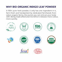 Indus Valley Bio Organic 100% Organic and Herbal Indigo Powder, for Natural Hair Coloring, Arrests Early Greying & Protects hair from Damage - 250g