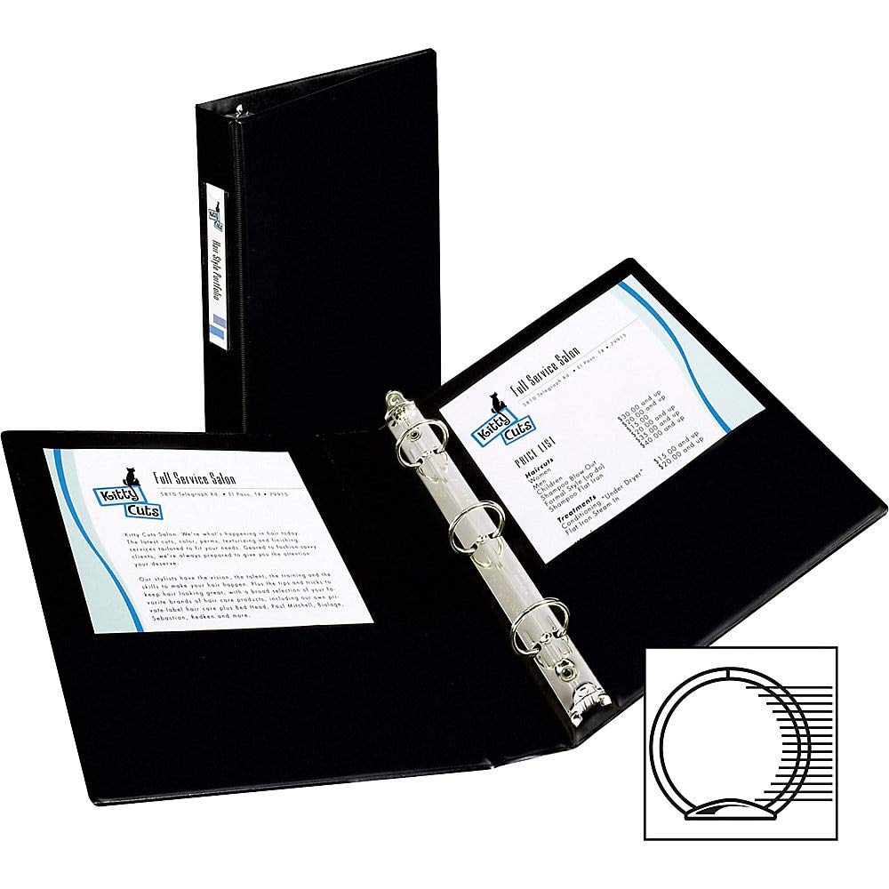 Avery Mini Durable 3 Ring Binder, 1" Round Rings, Holds 5-1/2" x 8-1/2" Paper, Spine ID Label Holder, 1 Black Binder (27257)
