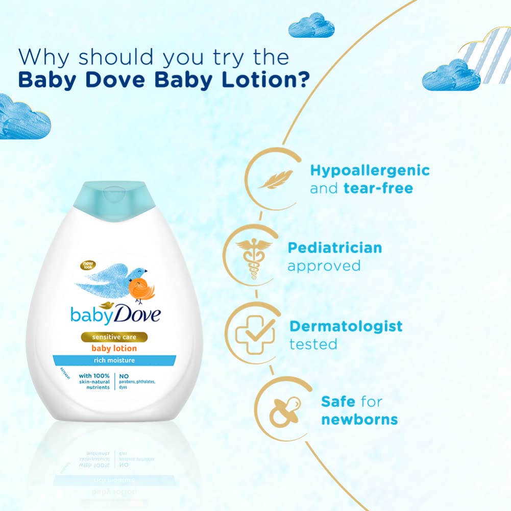 Baby Dove Rich Moisture Nourishing Baby Lotion 400 ml, With Moisturising Cream, Gentle Care for Baby's Soft Skin