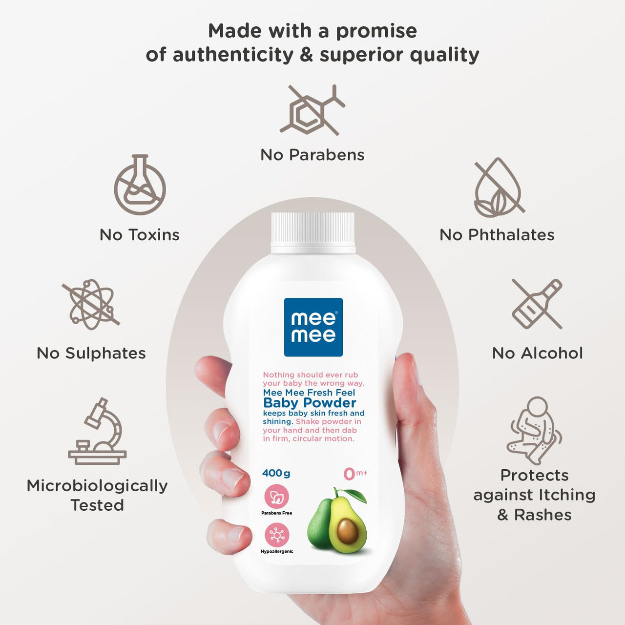 Mee Mee Baby Talcum Powder, Dermatologically Tested, Fresh Feel (400g/Single Pack)
