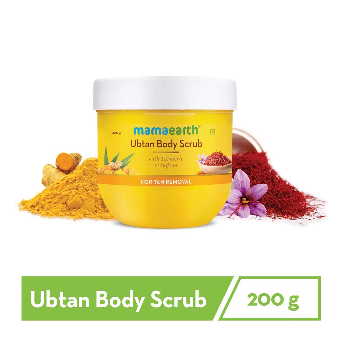 Mamaearth Ubtan Body Scrub for Men & Women 200g | With Turmeric, Saffron & Walnut Beads - Removes Sun Tan, Skin Brightening