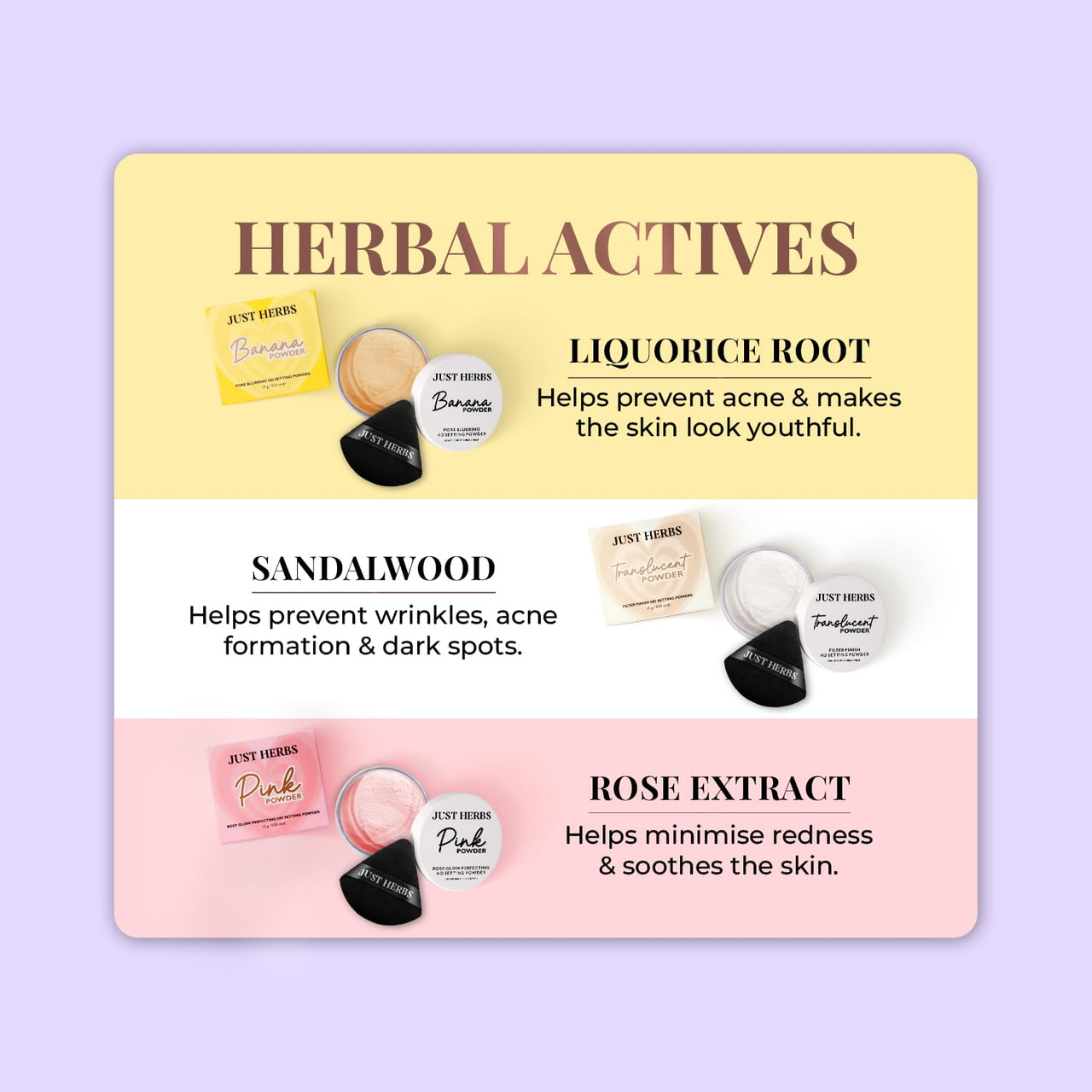 Just Herbs HD Makeup Setting Powder with Sandalwood & Rice Starch (Translucent, 15 g)