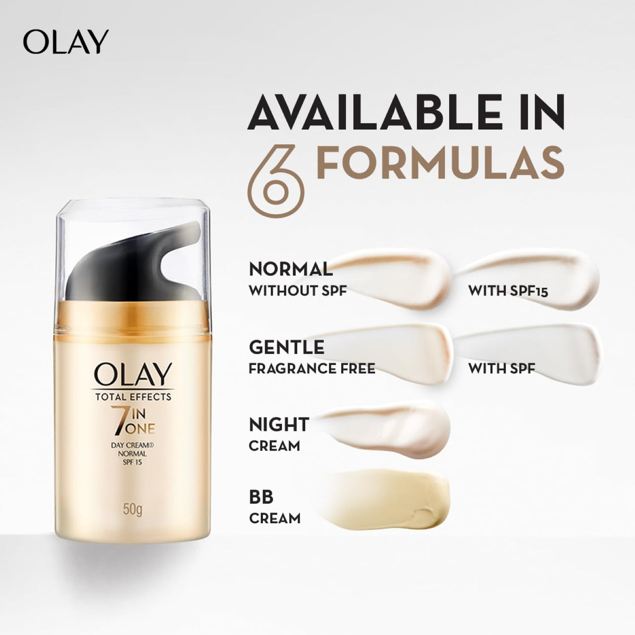 Olay Total Effects Day Cream with SPF 15 | Fights 7 Signs of Ageing | With Niacinamide and Green Tea Extracts | Normal, Oily, Dry, Combination Skin | 50g