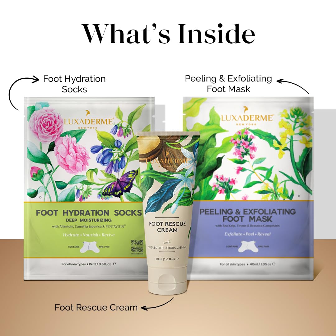 LuxaDerme Foot Care Combo - Elevate your foot care routine and step into baby soft feet | Beauty combo | Skincare combo Pack of 3