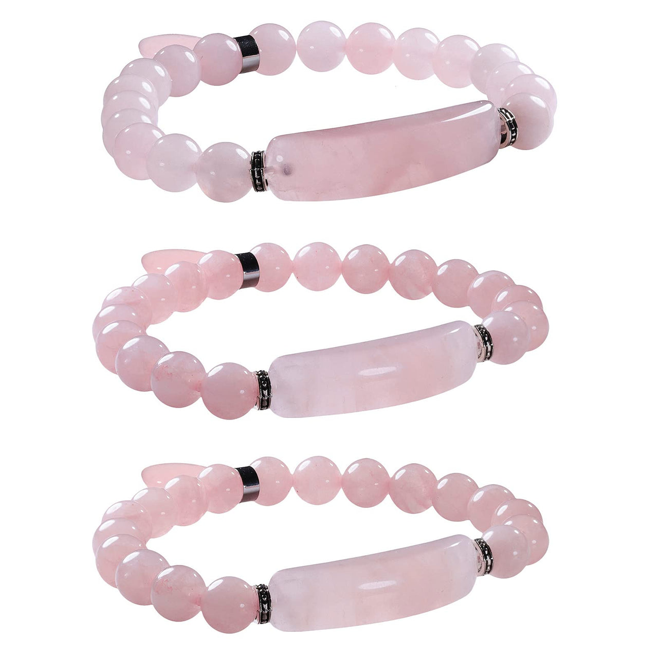 TUMBEELLUWA Healing Stone Bracelet 8mm Beads Chakra Crystal Energy Heart Charm Bracelet Handmade Jewelry for Women #2 rose quartz crystal stone