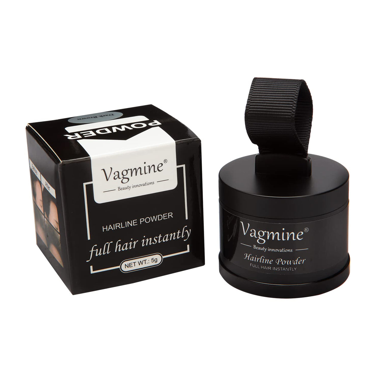 VAGMINE Hair Line Powder for Beard - Root Concealer & Gray Coverage for Men and Women, Dark Brown 5g