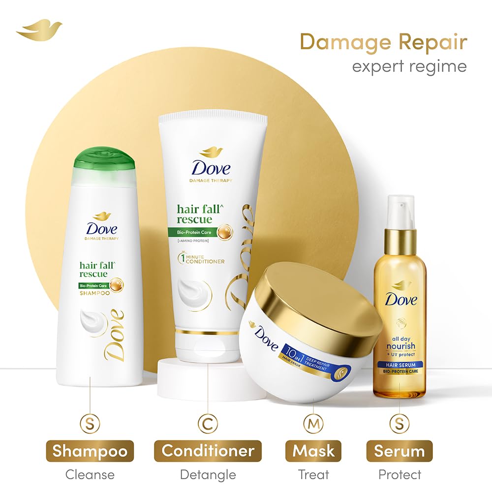 Dove Hair fall^ Rescue 1-min Conditioner with Bio-Protein Care and Amino Protein for weak and breakage prone hair,for upto 72 hours* of effortlessly detangled, stronger hair | 175ml