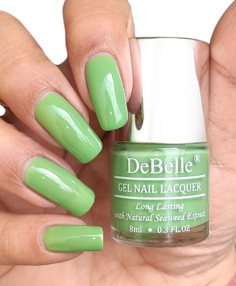 DeBelle Gel Creme Finish Nail Polish Mystique Green (Pastel Green), 8 Ml - Enriched With Natural Seaweed Extract, Cruelty Free, Toxic Free