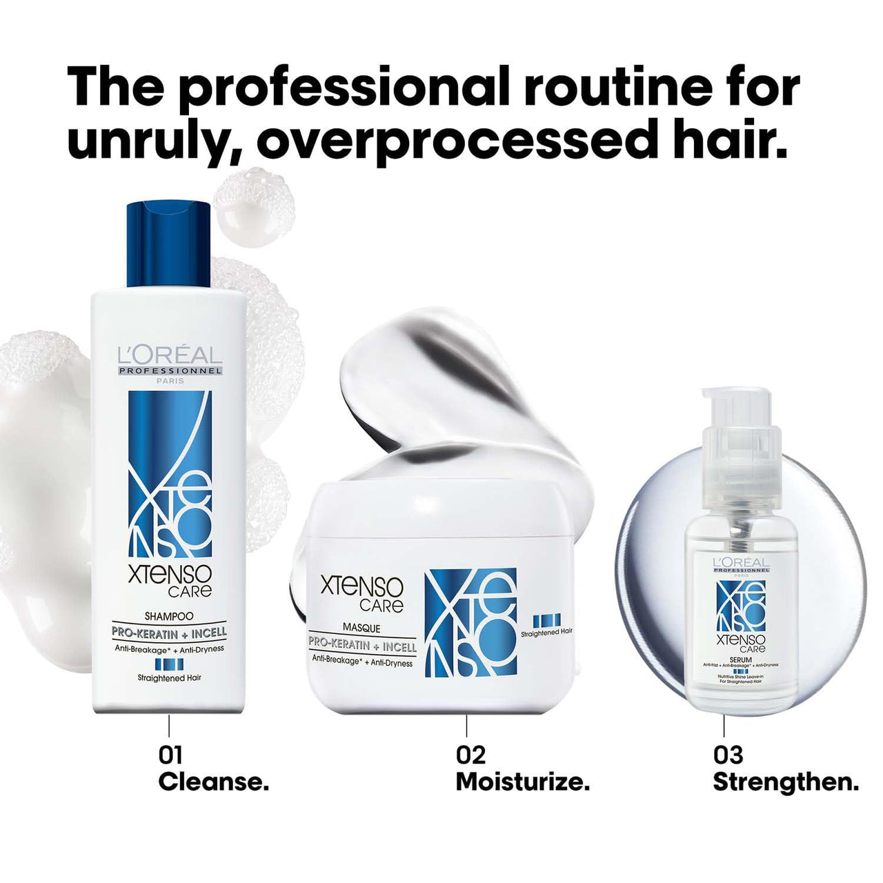 L'Oréal Professionnel Xtenso Care Leave-In Serum for Frizz-Free, Smooth & Manageable Hair 50ml | Enriched with Pro Keratin & Incell | For Men & Women | Unruly, Unmanageable Hair (Pack of 2)
