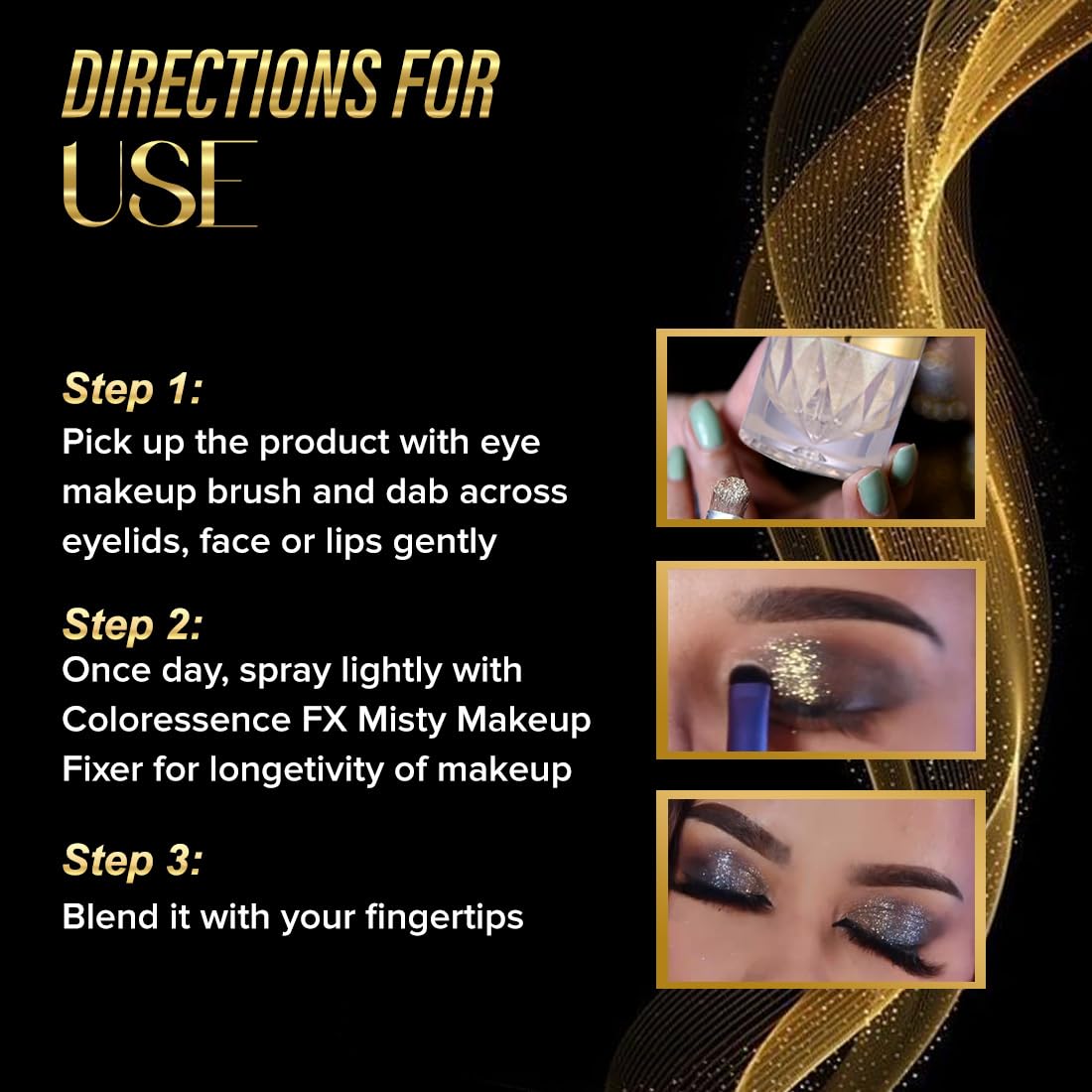 Coloressence Glow Dust Shimmer Highlighter from Gold Collection | Ultra Fine Eye Shimmers | Perfect for Eyes, Lips, Face & Body | No Sticking Glue Needed|Copper -1gm