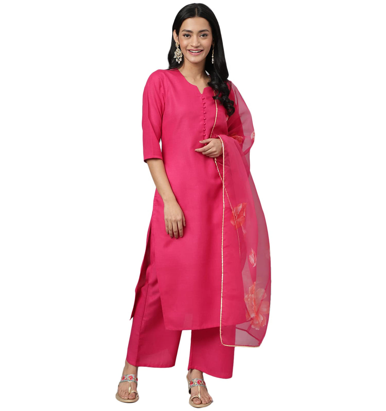 RATAN Straight Salwar Suit Kurta Palazzo Set with Printed Dupatta for Women