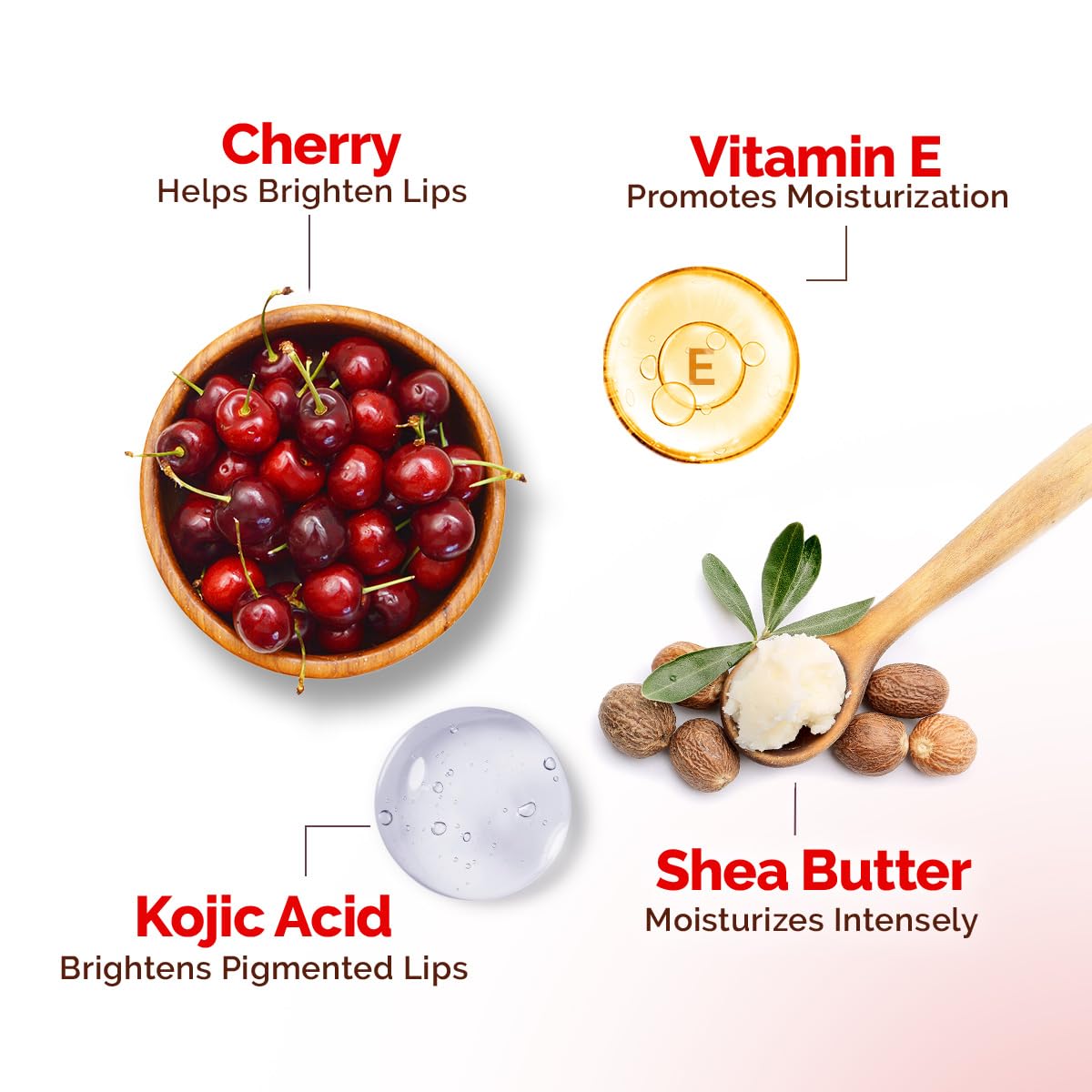 Mamaearth Cherry Moisture Therapy Lip Balm for Dry & Chapped Lips- 15 g | Heals, Brightens|Sheer Red Tint| Coconut Oil, Shea Butter, Cherry, Vitamin E, Ceramides, Kojic Acid | 100% Free of Petroleum Jelly