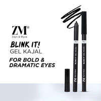 ZM Zayn & Myza Eye Makeup Combo | Wow Brow Eyebrow Pencil (Deep Brown), Blink It Mascara & Gel Kajal (Black) | Waterproof and Smudge proof (3 Items in the set)