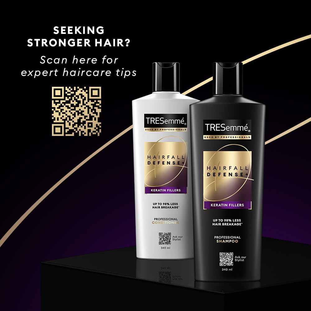 Tresemme Hair Fall Defence, Shampoo, 580ml, for Strong Hair, with Keratin Protein, Prevents Hairfall due to Breakage, Nourishes Dry Hair & Frizz, for Men & Women