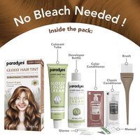 Paradyes No Bleach Lover's Latte Glossy Hair Tint, Ammonia-Free Formula for Natural Black Hair, Visible on Natural Black Hair, Includes Anti-Fade Conditioner for Long-Lasting Shine, Golden Brown