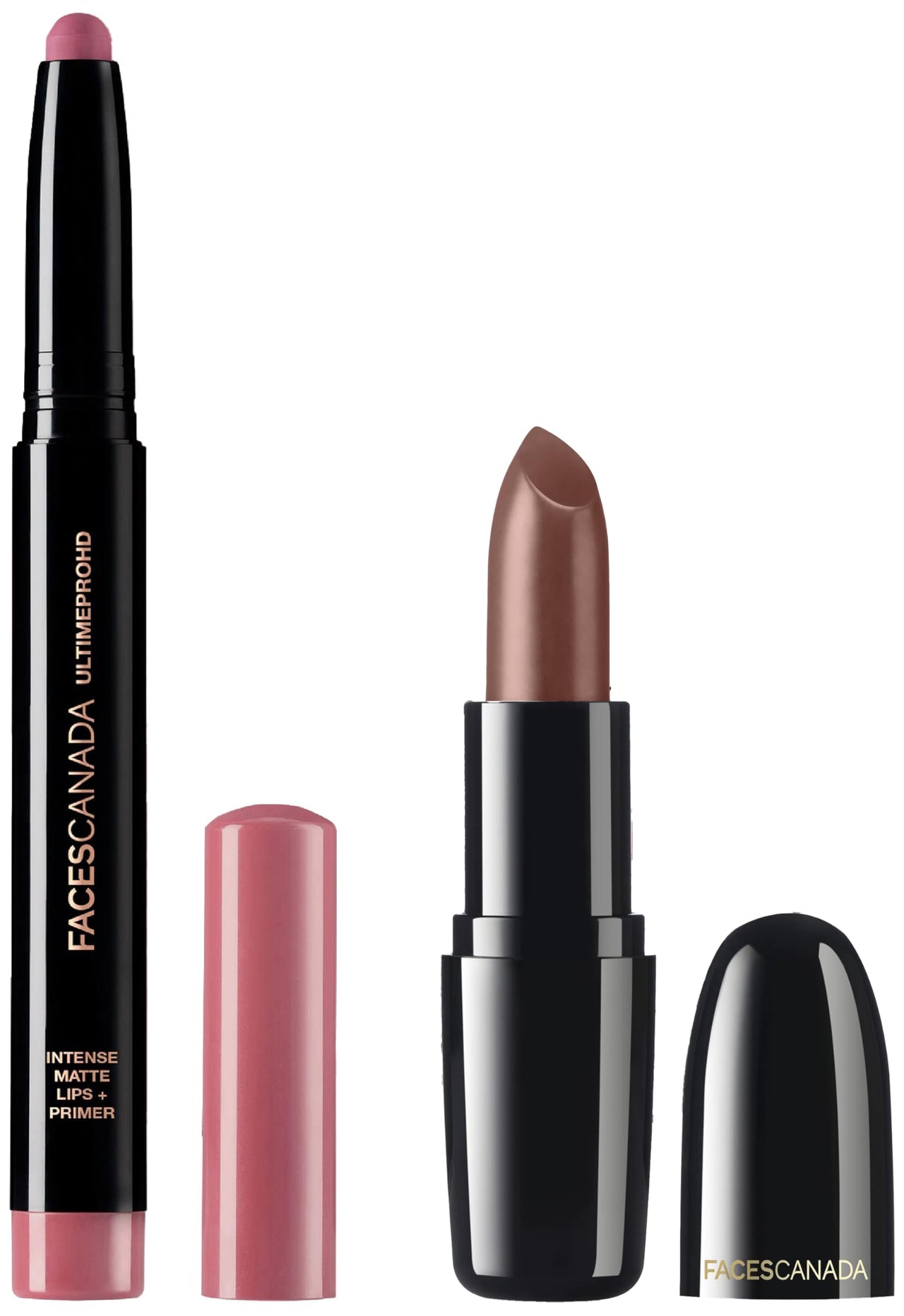 FACESCANADA Weightless Creme Finish Lipstick - Sweet Mocha (Brown), Ultime Pro Hd Intense Matte Lips + Primer - Lights Out 24